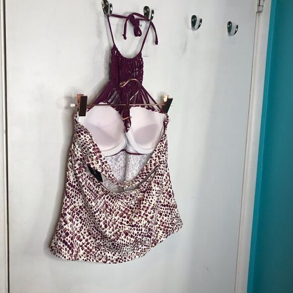 Ambrielle bathing suit top tankini foil metallic details - Picture 5 of 9